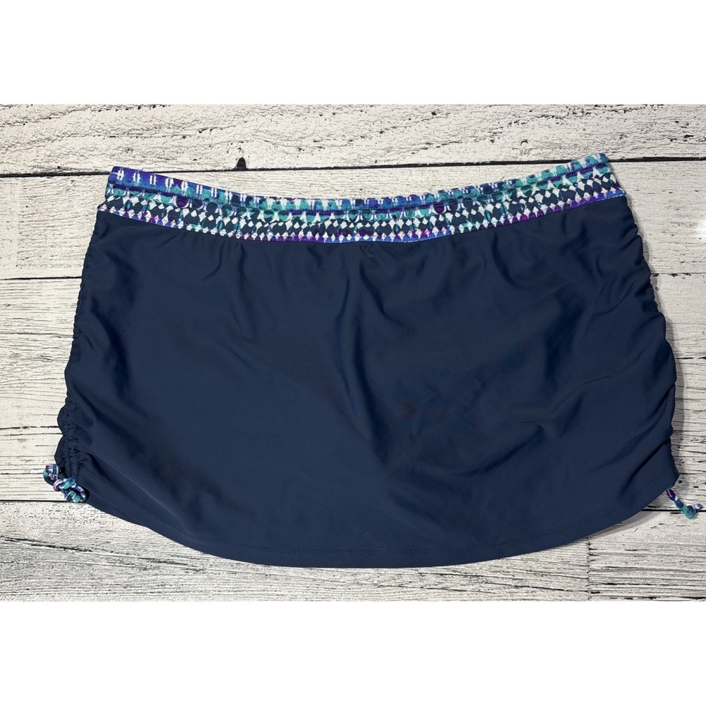 Free Country Women's Side Shirred Swim Skirt bottom size XXL(18) Lagoon/Slate - Picture 2 of 7